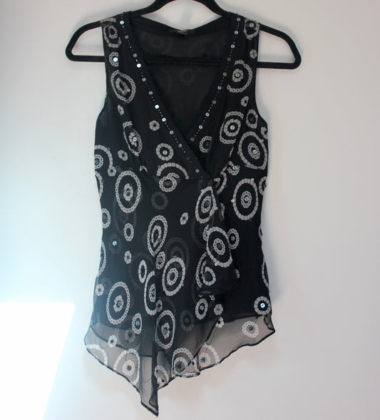 Y2K Circle & Sequin Asymmetrical Tank Top