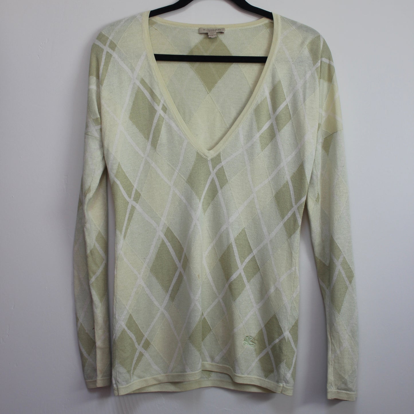 Burberry Mint Argyle Silk & Cashmere Sweater