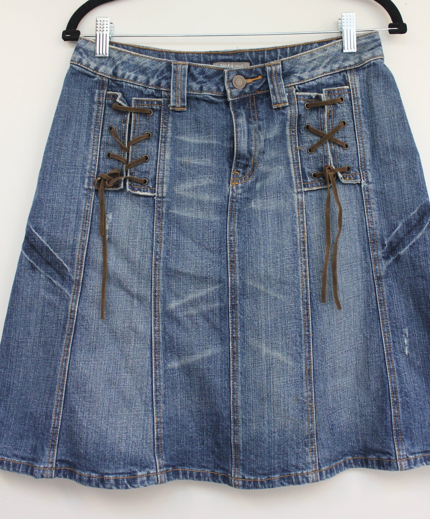 2000's Vintage Lace Up Denim Skirt