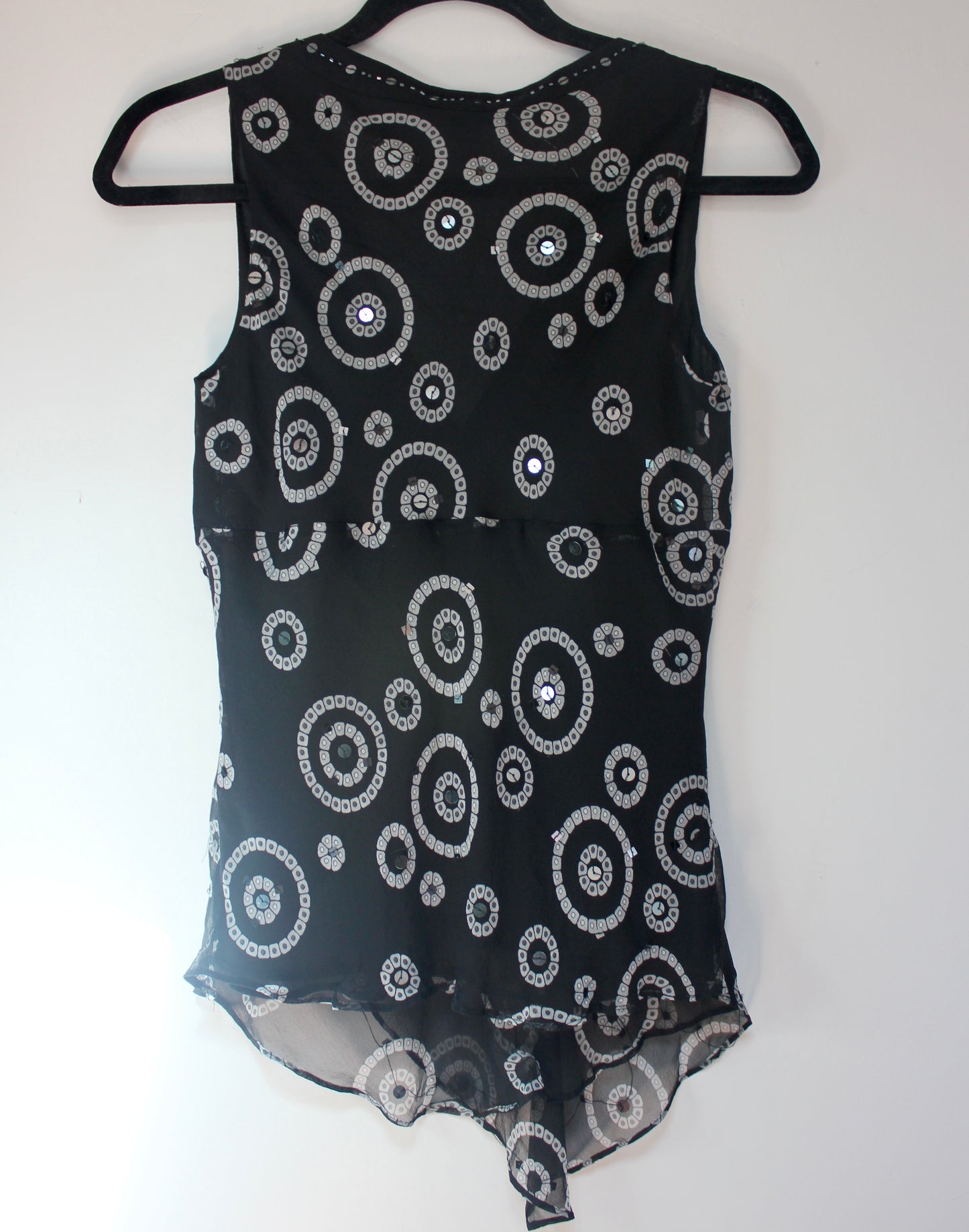 Y2K Circle & Sequin Asymmetrical Tank Top