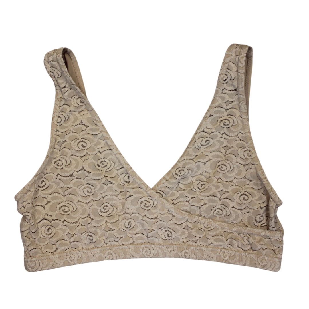 Vintage Nude Lace Crossed Bralette