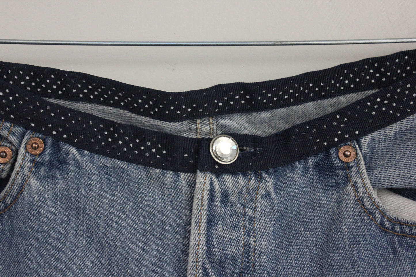 Molly Doily Cuff Capri Jeans- Reworked Levis