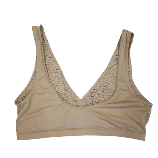 Vintage Nude Lace Crossed Bralette