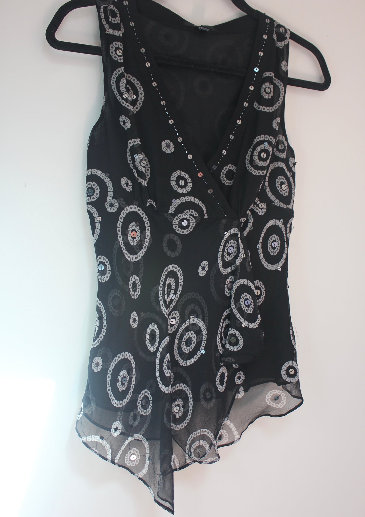 Y2K Circle & Sequin Asymmetrical Tank Top